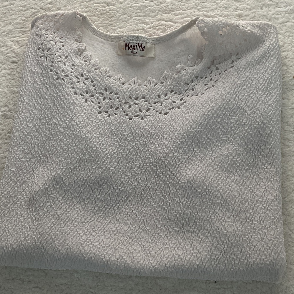 Maxima Women's Cream Lace-Trim Sweater